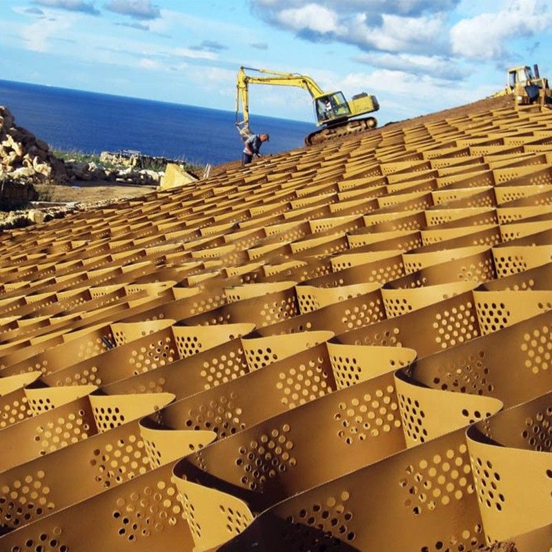 HDPE Geocell Gravel Soil Stabilizer Πάρκινγκ πλαστικό πλέγμα μέλιτος πλέγμα γκαζόν στρωτήρας για οδική διαδρομή οδός σκυροδέματος