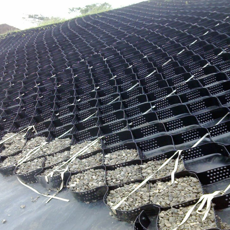 Δομημένο και διάτρητο πλαστικό γεωκυψελωτό πλέγμα HDPE για σταθεροποίηση δρόμων, ενίσχυση βάσης οδοστρώματος, χώρους στάθμευσης και προστασία πρανών